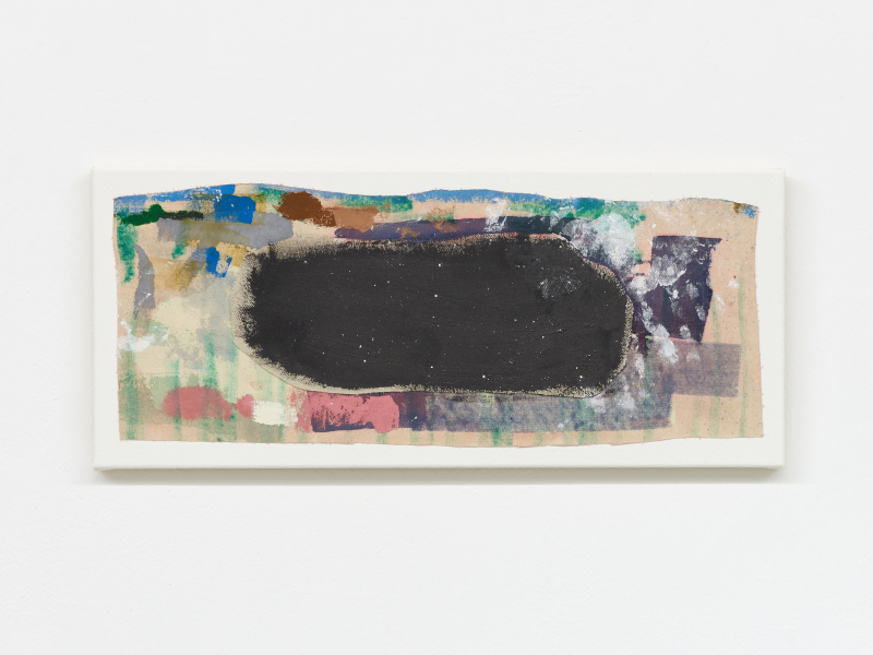 Untitled, 2022 acrylic & collage on canvas 27 x 63